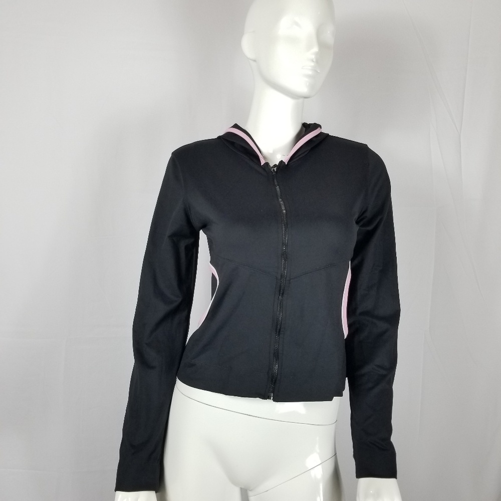 Boston Proper Hoodie Jacket Black with Pink Trim S